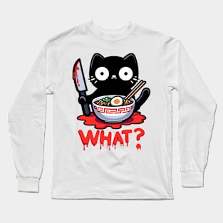 Spooky Lockdown Cat With Ramen Long Sleeve T-Shirt